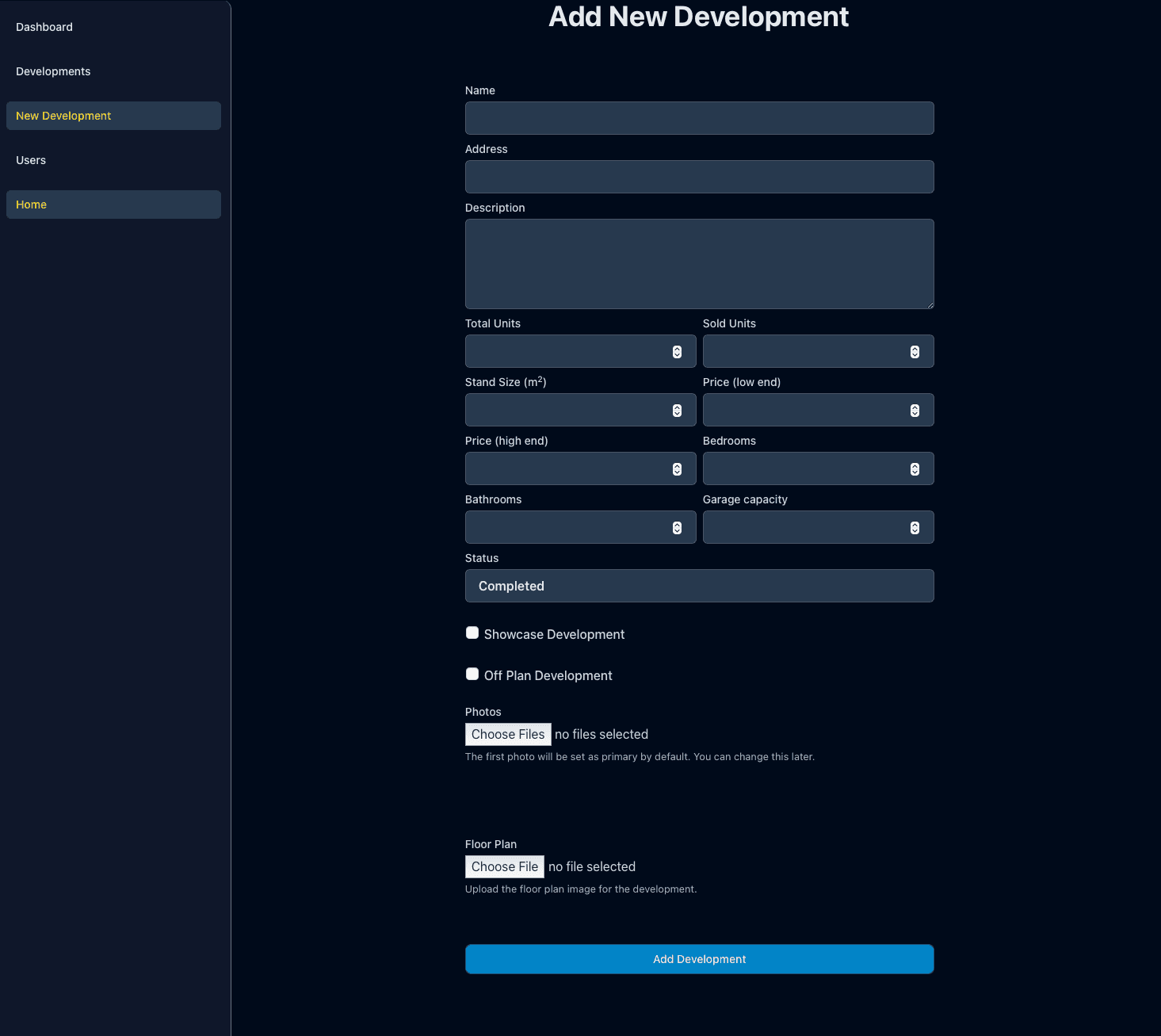 RZ Development Admin Dashboard